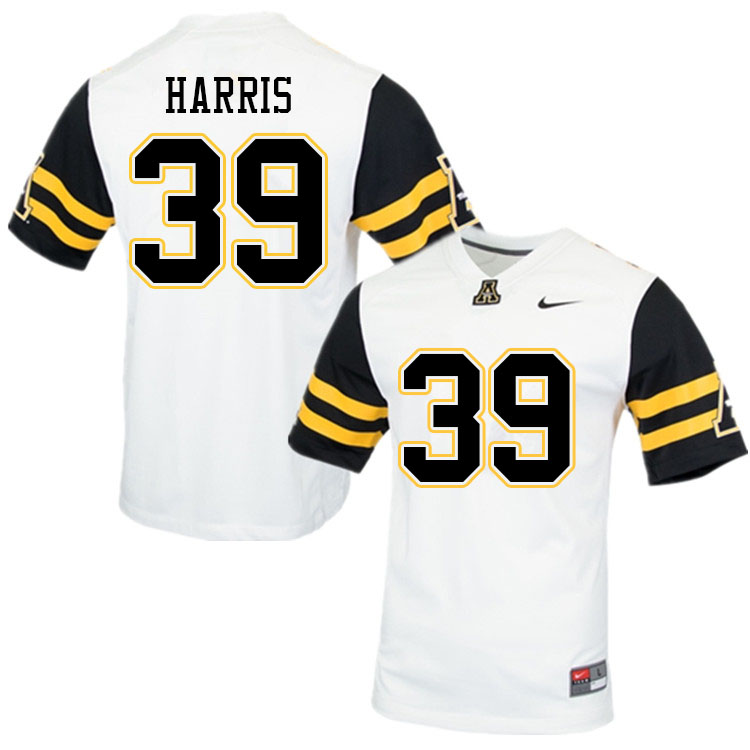 Men #39 Tony Harris Appalachian State Mountaineers College Football Jerseys Sale-White - Click Image to Close